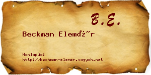 Beckman Elemér névjegykártya